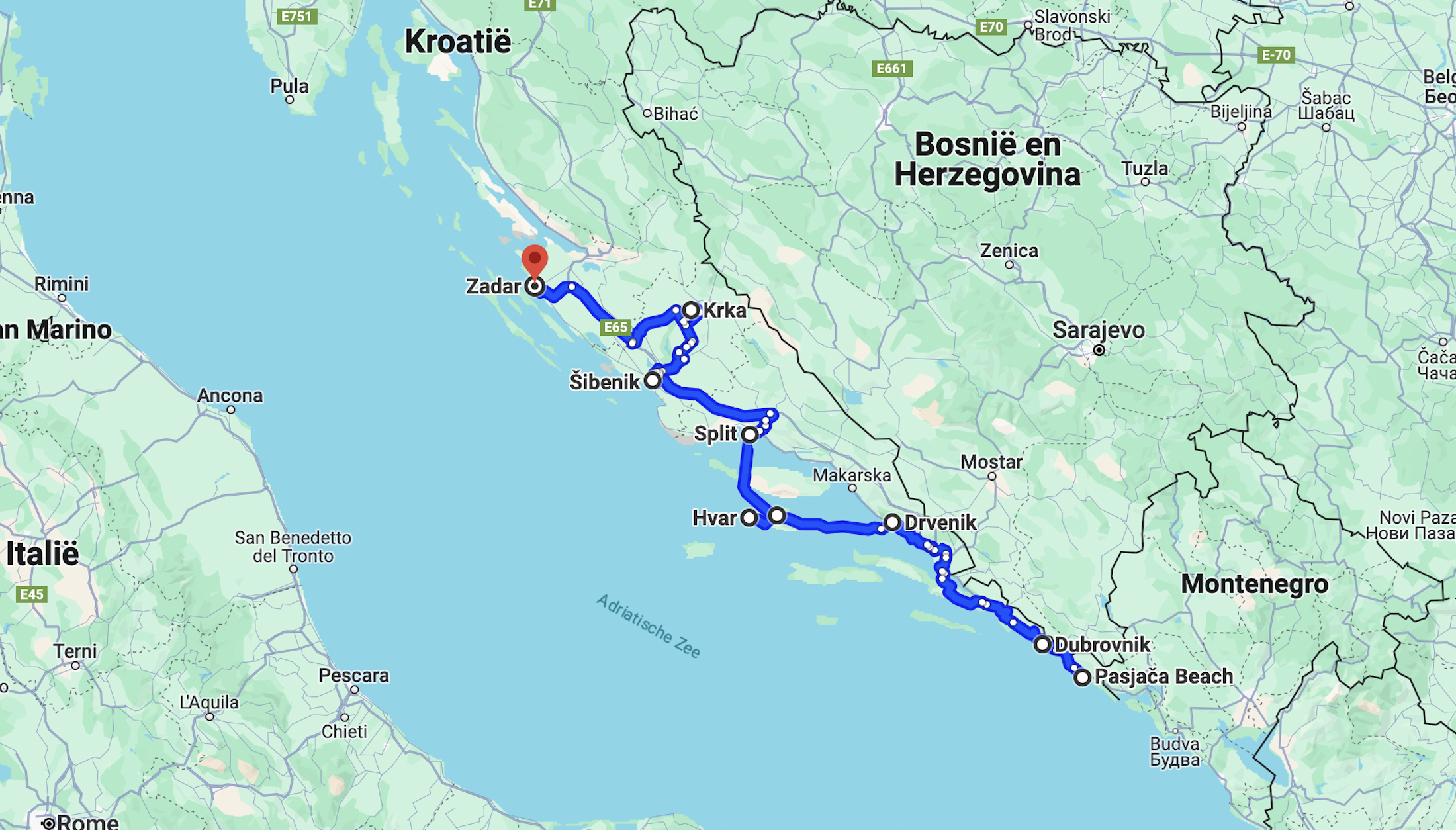 De mooiste route om te rijden: volg de kust van Dubrovnik naar Zadar